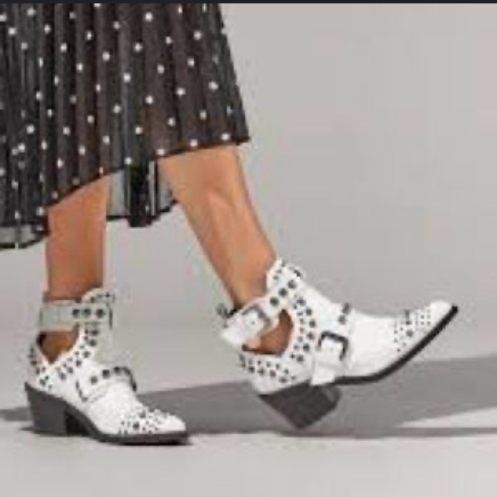 Kurt Geiger Sybil White Studded Ankle Boots - Picture 4 of 9